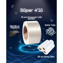 Dalpak Ambalaj 16 mm Kompozit Lifli Çember + Streç Film + Plastik Köşebent + Bukle Toka Seti