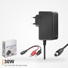 Ttta 12V 2.5A 30W Akü Şarj Cihazı - Krokodil Uçlu Şarj Adaptörü