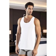 QKK Erkek 2'li Beyaz Bambu Pamuklu Atlet - Yumuşak Dokulu Premium Atlet