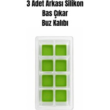 PudraLuna 3 Adet, 8 Bölmeli Bas Çıkar Buz Kalıbı, Arkası Silikon Buz Kalıbı, 5x5 cm Buz Büyüklüğü