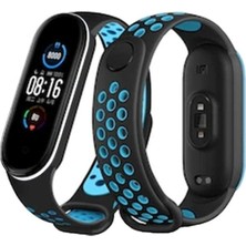 Zenvia Xiaomi Mi Band 6 Spor Delikli Kordon (Saat Değildir) - Siyah-Mavi-Beyaz