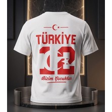 Tagon Türkiye 12 Numara Taraftar Tişörtü – %100 Pamuk Beyaz Milli Takım Tişörtü