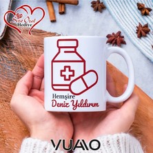 Vuao Hemşire Özel Isimli Yazılı Kupa Bardak, Kişiye Özel Baskılı Kupa Bardağı - Hemşire Isme Özel Hediye Kupa - Hemşireler Günü Hediyesi Isim Yazılı - Çift Taraflı Baskılı Sağlık Çalışanı Meslek Kupaları