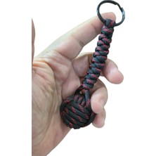 Moonparacord Paracord Maymun Yumruğu Anahtarlık Siyah Üzeri Kırmızı