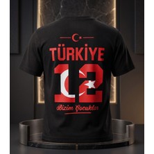 Tagon Türkiye 12 Numara Taraftar Tişörtü – %100 Pamuk Siyah Milli Takım Tişörtü