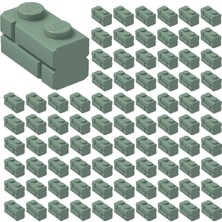 LEGO Yedek Parçalar: Modifiyeli Duvar Parçası: 100 Adet 1x2 Kum Yeşili 98283 - Parts: Brick, Modified: 100 Piece 1x2 Sand Green Masonry Brick