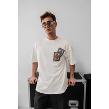 Medi Giyim Erkek Yazlık Bisiklet Yaka Baskılı Regular Fit Tişört Kısa Kol T-Shirt - Beyaz
