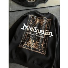Medi Giyim Kadın 3 Iplik Pamuklu Bisiklet Yaka Baskılı Sweatshirt - Siyah