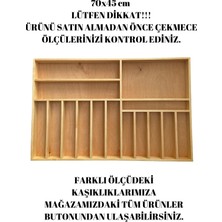 Ayfiwood 45X70 Kaşık, Çatal, Bıçak, Kepçe Organizer 45X70 cm Ahşap Çekmece Düzenleyici Kaşıklık