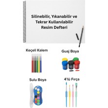 The Monarch Co Silinebilir ve Yıkanabilir Resim Defteri Mega Sanat Seti - Guaj, Sulu Boya, Keçeli Kalem ve 4'lü Fırça