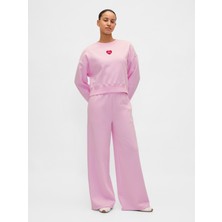 Gap Kadın Açık Pembe High Rise Vintagesoft Heart Logo Baggy Eşofman Altı
