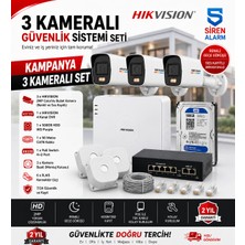 Hikvision Colorvu 3 Kameralı Ip Güvenlik Sistemi Seti