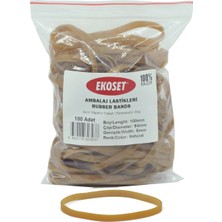 Ekoset 100 Adet Geniş Kalın Kauçuk Paket Ambalaj Kasa Lastiği Doğal Renk 100 x 5 mm Ölçüler