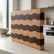 NeFizzDoğa Nfzz Ceviz Ladin End Grain Kesme Tahtası 41X26X4 cm Masif Ahşap Kasap Bloku