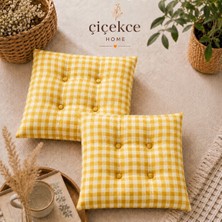 ÇİÇEKCE HOME Çiçekce Home Sandalye Minderi Pötikare Desen Boncuk Silikonlu Dekoratif Minder 2 Adet