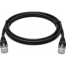 RJ45 - RJ45 Ethernet Patch Kablo 1 Metre Siyah Ağ Kablosu Modem Router Switch Ip Kamera Uyumlu