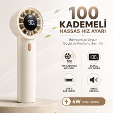 Smayling Taşınabilir El Vantilatörü, Dijital Ekranlı Mini Fan, 100 Kademeli Hız Ayarlı, Usb-C Şarjlı, 6W Güçlü Motorlu, Sessiz ve Kompakt Tasarım, Seyahat ve Günlük Kullanım Için