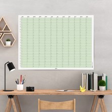 Bi'aldım 2027 Yıllık Takvim Planlayıcı, Planlayıcı Duvar Takvimi, Yatay, Pastel Yeşil Renk
