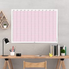 Bi'aldım 2027 Yıllık Takvim Planlayıcı, Planlayıcı Duvar Takvimi, Yatay, Pastel Pembe Renk