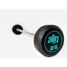 Alin ALİN Sport 25 Kg Kauçuk Kaplı Profesyonel Olimpik DÜZ BARBELL -YEŞİL
