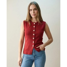 Shophia Düğmeli Kadın Triko Yelek