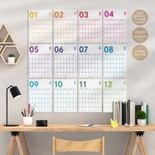 Bi'aldım 2027 Aylık Planlayıcı Duvar Takvimi, 33X48 cm & A4 Poster Takvim, Organizer Takvim, Gökkuşağı Renkleri