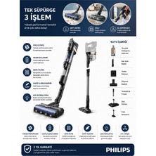 Philips Tek Süpürge 3 Işlem, Otomatik Temizlik, LED Işıklı Başlık (XW9463/11)AQUA Trio 9000 Serisi Islak&kuru Dikey Süpürge,