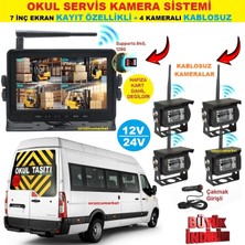Ucuzcu Market Okul Servis Kamera Sistemi (7 Inç Kayıt Yapabilen Ekran + 4 Adet Kablosuz Kamera Hepsi Bir Arada)