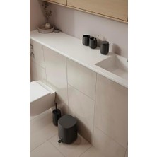 Hd Group Time Banyo Için Çöp Kutusu, Küçük Kozmetik Kovası, Kapaklı Çöp Kutusu, Çap 20,8 Cm, Yükseklik 27,5 Cm, Kapasite 3 Litre, Siyah