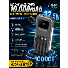Deanb 10000MAH 22.5W Hızlı Şarjlı Powerbank USB Micro Type-C Girişli LED Işıklı Kendinden Kablolu