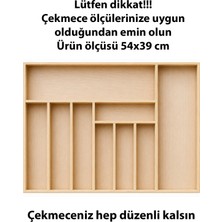 Ayfiwood 54X39 cm Kaşıklık Çekmece Içi Düzenleyici | Doğal Ahşap Mutfak Organizer | Çatal Bıçak ve Servis Gereçleri