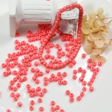 MiraLive Pembe Renk 4 mm Yaklaşık 1100 Adet / 100 Gram Cam Boncuk Oya Yazma Bileklik ve Kolye