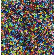 MiraLive Karışık Renk 4 mm Yaklaşık 1100 Adet / 100 Gram Cam Boncuk Oya Yazma Bileklik ve Kolye