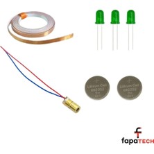 Eding Bakır Folyo Iletken Bant ,CR2032 Pil ,5mm Led, Nokta Lazer -Etkileşimli Lazer Işıklı Kağıt Devre Kit