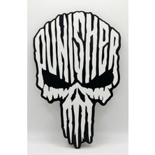 Goka 3D Craft Punisher Logolu 3D Duvar Dekoru - 23 cm Premium Versiyon (1.5 cm Çift Montaj Setli)