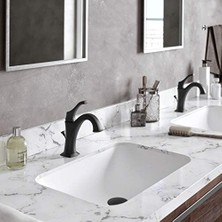 Hd Group KBF-1201MB Arlo Tek Kolu Lavabo Banyo Bataryası Kaldırma Çubuğu Tahliye ve Güverte Plakası, Mat Siyah