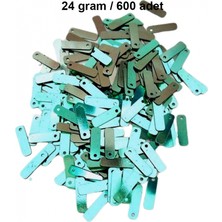 MiraLive Yeşil 15 x 5 mm Dantel Oya Yazma Halhal Abiye Lazer Kesim Pul 600 Adet / 24 Gram