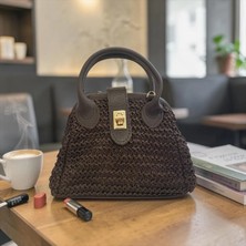 Kumru Studio Sienna Straw Mini Bag Kadın Koyu Kahverengi Hasır Çanta