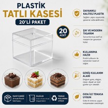 Bkmc Plastik Tatlı Kasesi 20'li Paket 4x4 cm Kapaklı | Mini Magnolia, Puding, Tiramisu ve Cheesecake Sunum Kabı