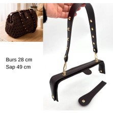 Angel Çanta Aksesuar 28 cm Lüks Model Çanta Seti Koyu Kahve Light Gold Metalli