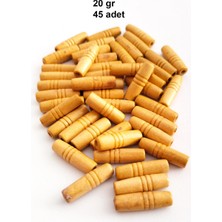 MiraLive 20 gr (45 Adet) Ahşap Boncuk 25 mm Boy x 10 mm En Doğal Ahşap Makrome El Işi Çanta
