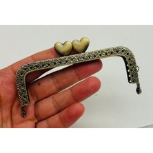 Angel Çanta Aksesuar 10.5 cm Dikdörtgen Cüzdan Klipsi Cüzdan Bursu Antik Renk Kalpli Model
