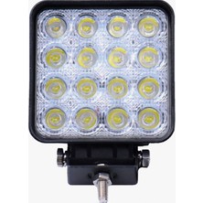 16 Ledli Kare Çalışma Lambası 12-24V Uyumlu Off Road LED Lamba Lensli Yüksek Işıklı