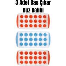 PudraLuna 3 Adet, 18 Bölmeli Bas Çıkar Buz Kalıbı, Arkası Silikon Buz Kalıbı, 2,5 cm Çapında Buz Büyüklüğü
