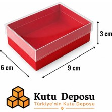 Kutu Deposu 6X9X3 cm Asetat Kapaklı Takı Kutusu-Kırmızı (Demonte) (50 Adet)