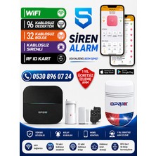 OPAX-W20-W-SIYAH + Bgr-09 Sadece Wifi & Bgr-09 Kablosuz Sirenli Alarm Sistemi