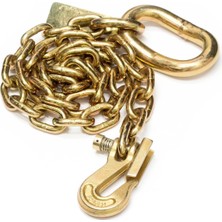 Hd Group Kingchain 426181 3/8 Inç x 5 Ft. Altın Kromat Traktör Emniyet Bağlayıcı Zincir, Clevis Tutunma Kancası ve Bağlantı Halkası, 6500 Lbs. Yük Kapasitesi, Sınıf 70, Çiftçilik, Tomruk, Inşaat Için