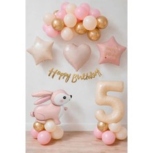 Patladı Gitti Pembe Tavşanlı 5 Yaş Doğum Günü Balon Seti