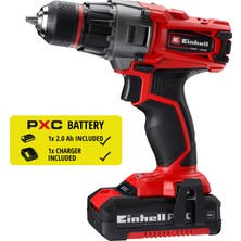 Einhell Akülü Vidalama TE-CD 18/2 Li (1x 2.0 Ah)  Power X-Change (18 V, 44 Nm, 10 mm anahtarsız mandren, 20 tork kademesi, 1 adet 2.0 Ah akü ve şarj cihazı dahil) - 4514233