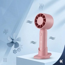 Uhelşarjlı Mini El Fanı 3 Kademeli Taşınabilir Masaüstü Vantilatör -Pembe